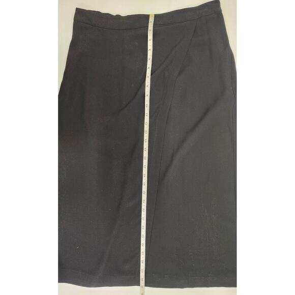 Eileen Fisher Silk Midi Length Wrap Pencil Skirt Size Medium Black Elastic Waist - Picture 8 of 11